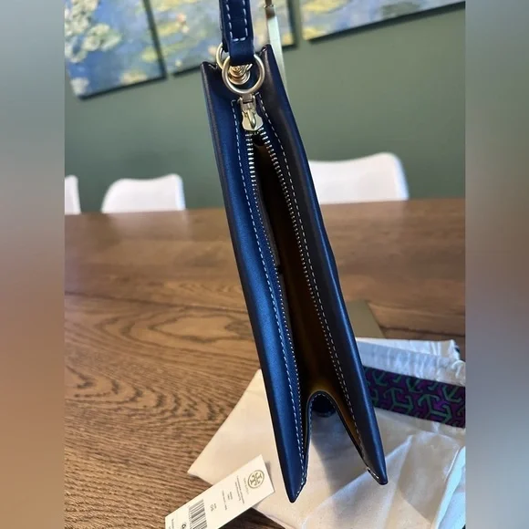 NWT! NEW! Tory Burch T Monogram Jacquard Mini Pouchette Navy 2 in 1 Shoulder Bag - Picture 6 of 16